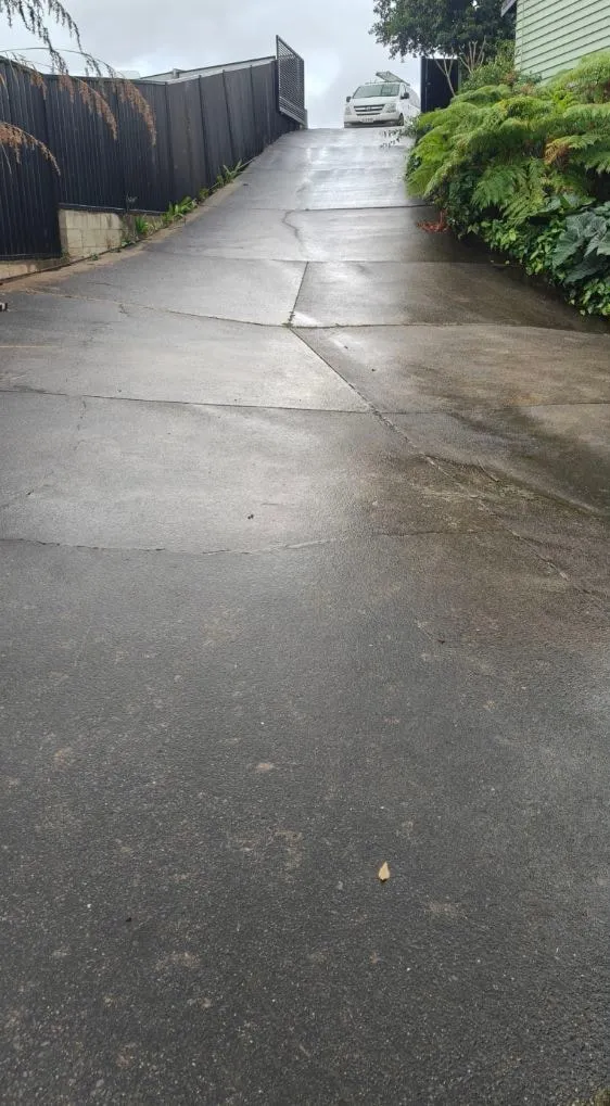 Steep driveway — before
